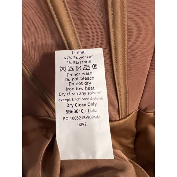 House of CB Lulu Toffee Asymmetric Drape Midi Corset Dress Size L+ Large Plus - Picture 9 of 10